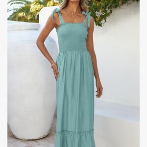 Ces Femme Tie-Strap Boho Maxi Dress - Sage Green